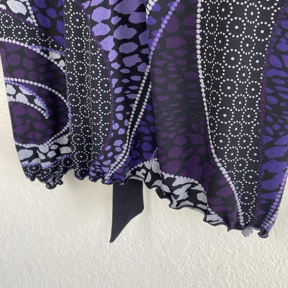 Notations L Babydoll Blouse Tunic Purple Retro Whimsigoth Vtg Y2K Long Sleeve - Picture 4 of 5